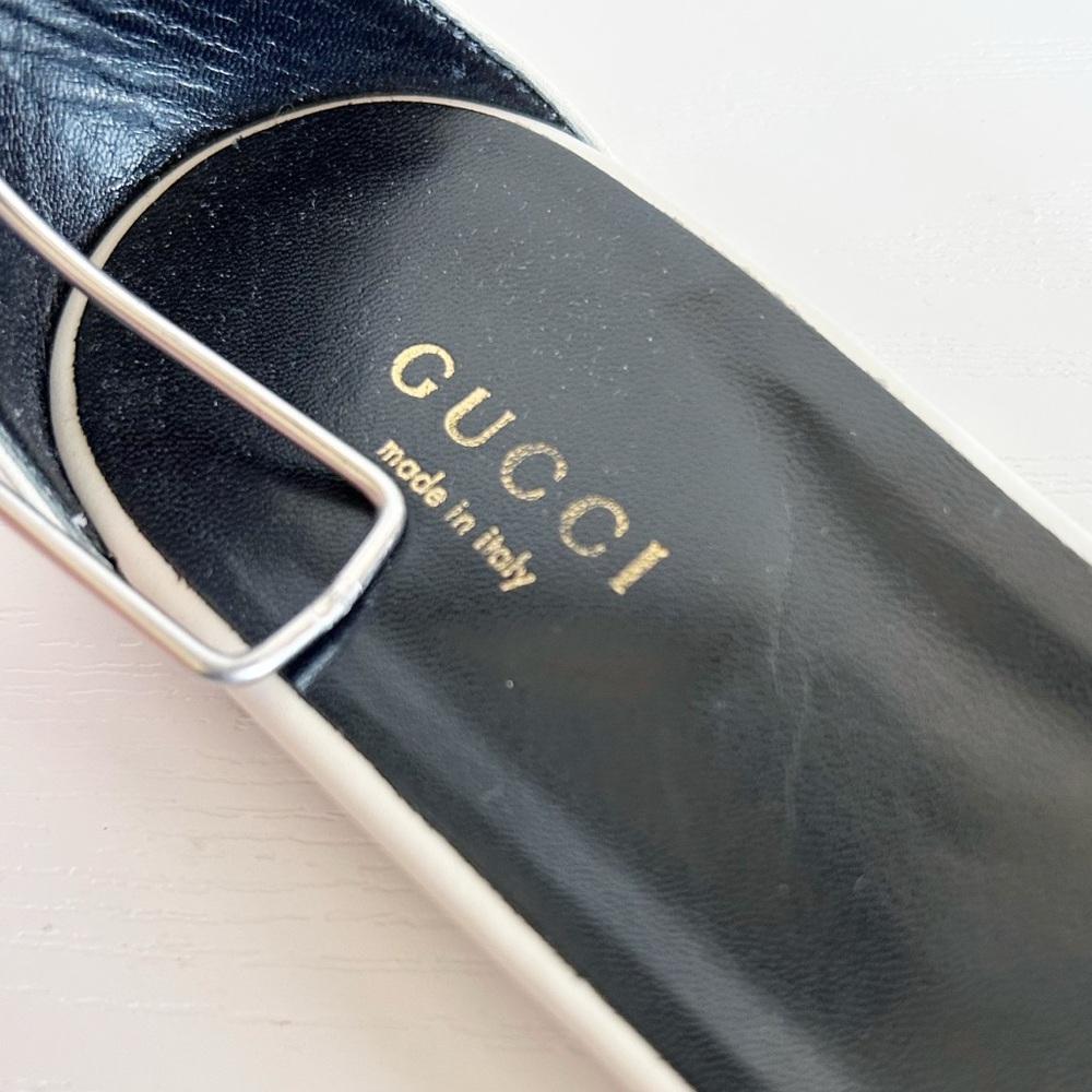 Gucci Ursula White Horsebit Flat Leather Sandals Size EU 38 - Picture 12 of 14